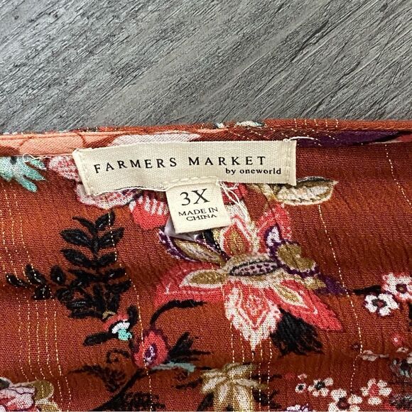 Farmers Market By One World Floral Blouse Boho 3X Plus - Picture 5 of 8